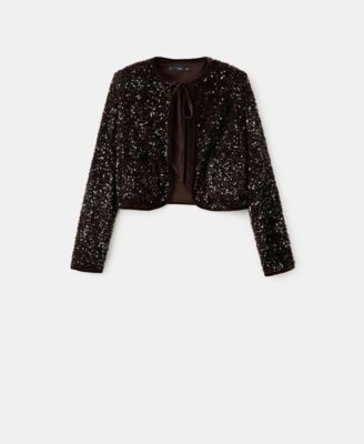 Women's Sequins And Bow Velvet Jacket