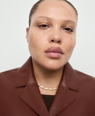 Women's Pockets Faux-Leather Jacket