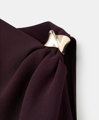 Women's Metallic Detail Asymmetrical Blouse