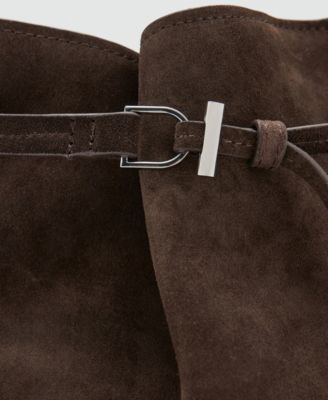 Women's Buckle Suede Bucket Bag