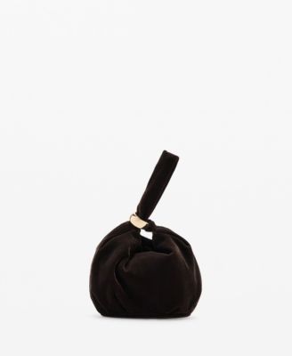 Women's Metallic Detail Velvet Handbag