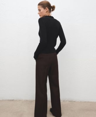 Women's Scalloped Edges Ribbed Sweater