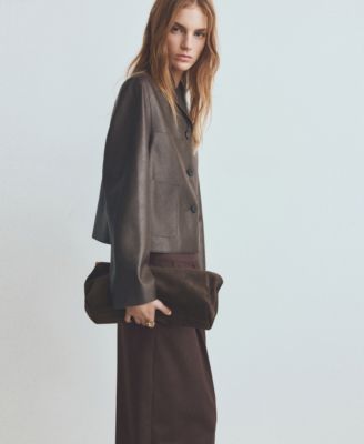 Women's Pockets Faux-Leather Jacket