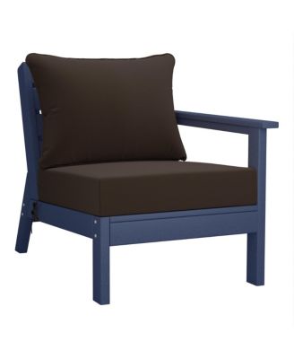 Outdoor Patio HDPE Navy Blue Sectional Sofa with Patio Cushions