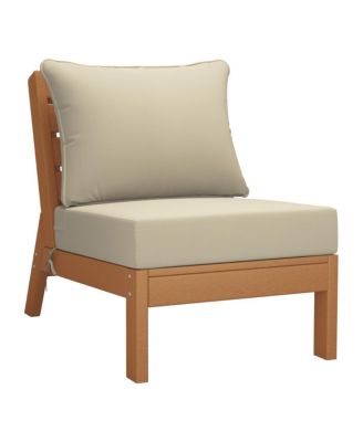 Outdoor Patio HDPE Teak Sectional Sofa with Patio Cushions