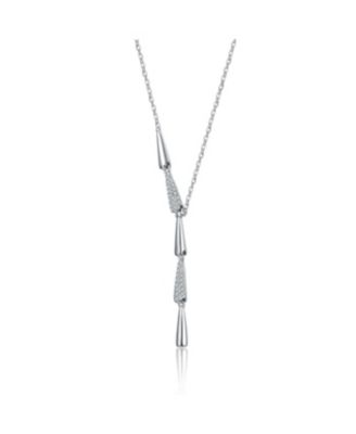 Women's White Gold Plated Clear Cubic Zirconia Lariat Necklace