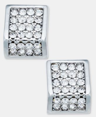 Karl Lagerfeld Paris Pave Geometric Stud Earrings - White 9$