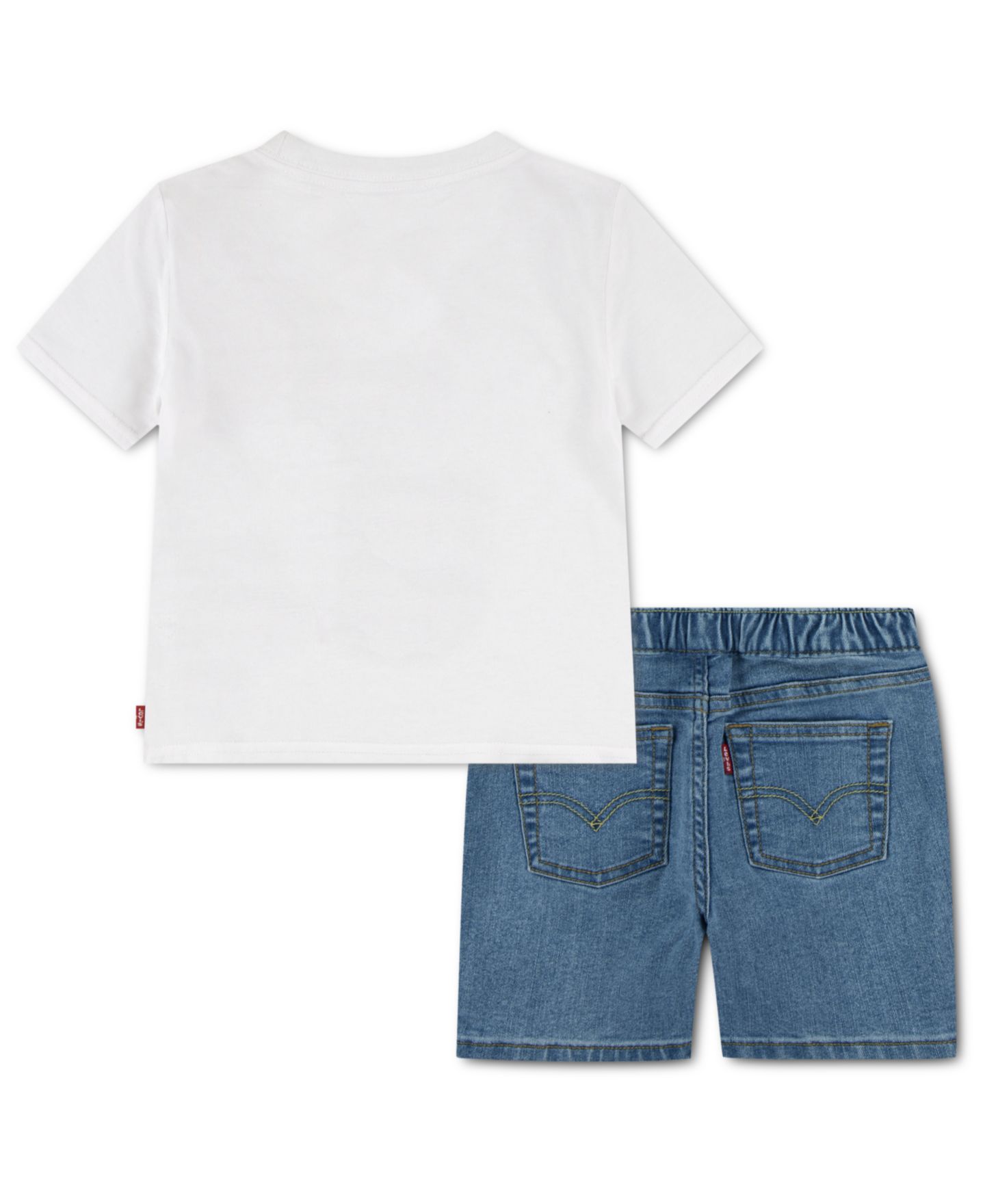 Комплект для мальчика Levi's Skater: футболка и джинсовые шорты, 2 предмета, цвет: Яркий белый / Синий — фото 2