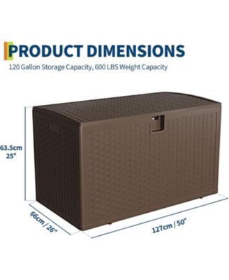 120-Gallon Outdoor Storage Box with Waterproof Lockable Design, Durable Deck Organizer for Patio Furniture, Packages and Garden Tools