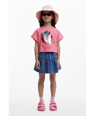 Girls Girls's Strawberry sequin cropped T-shirt