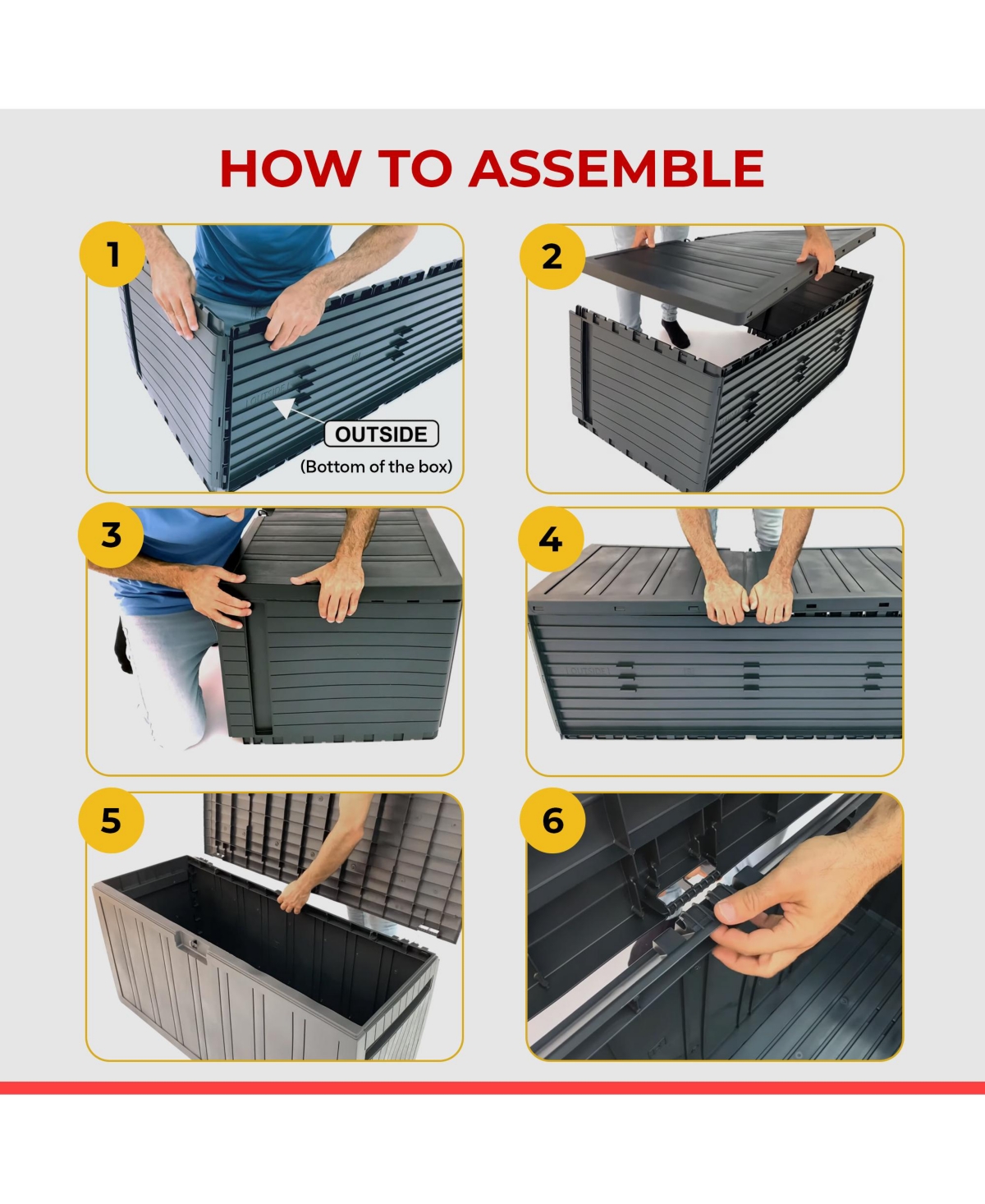 Ram Quality Products Outdoor Backyard Patio Storage Deck Box, 71 Gallon, Brown