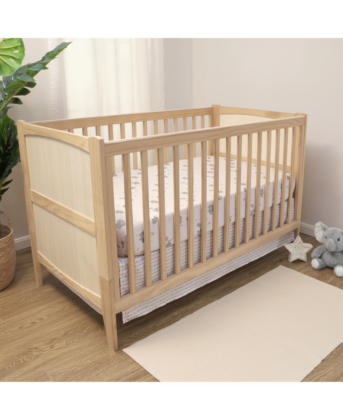 The Peanutshell Baby Crib Bedding Set Girls, Elephant Whimsy, 3 Pieces