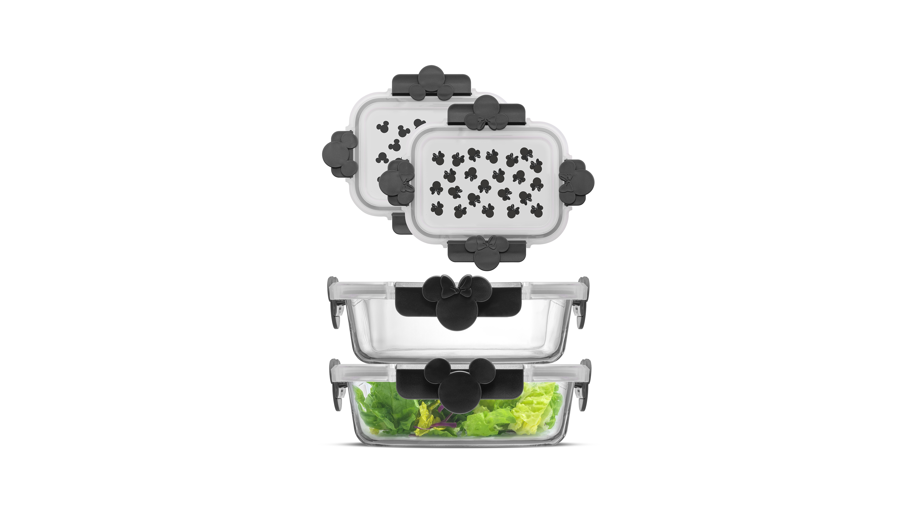 JoyJolt Disney Mickey Minnie Food Storage Containers, Set of 2