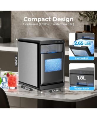 Nugget Ice Maker Countertop - 44LB/Day, Self-Cleaning Portable Ice Machine with LED Display, 10-15 Minute Fast Ice Making for Home/Office/Bar
