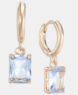 Glass Stone Drop Huggie Earrings