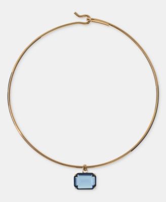 Gold-Tone Glass Solitaire Pendant Necklace, 16" + 3" extender