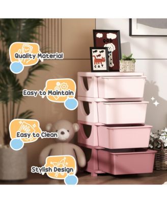 30" 4 Tier Kids Storage Unit Dresser Tower,