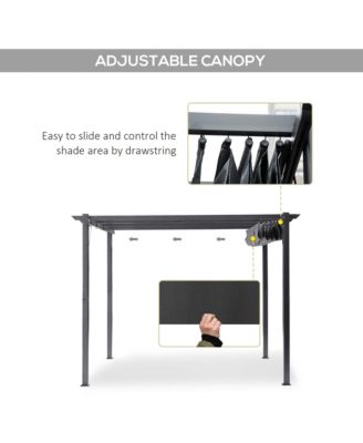 10' x 10' Pergola with Retractable Shade Canopy, Aluminum,