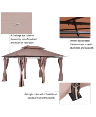 9.2 x 9.7 ft Outdoor Gazebo w/ Curtains for Patio Backyard,