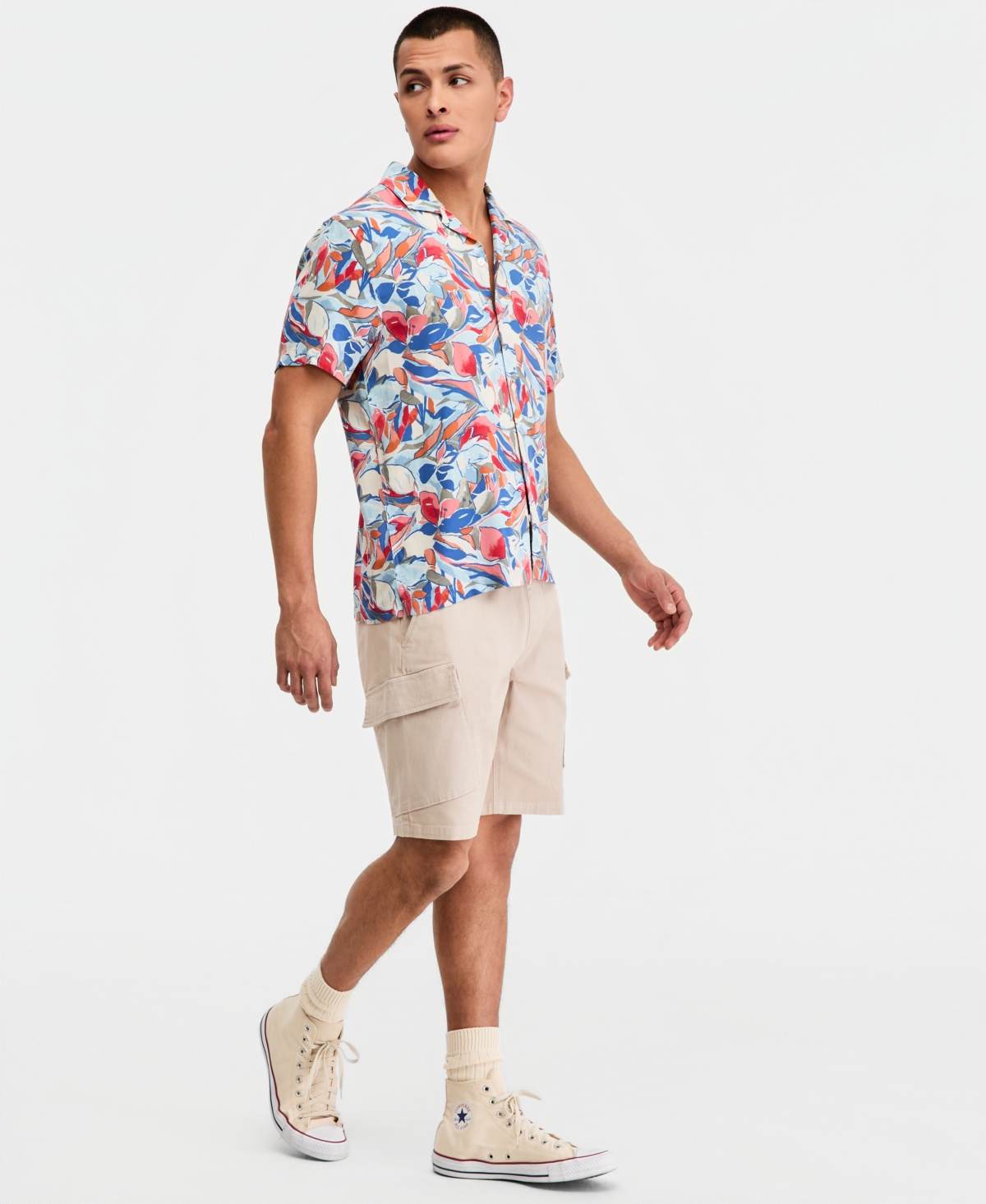Sun + Stone Men's Levi Printed Short-Sleeve Camp Shirt, Macy's Exclusive