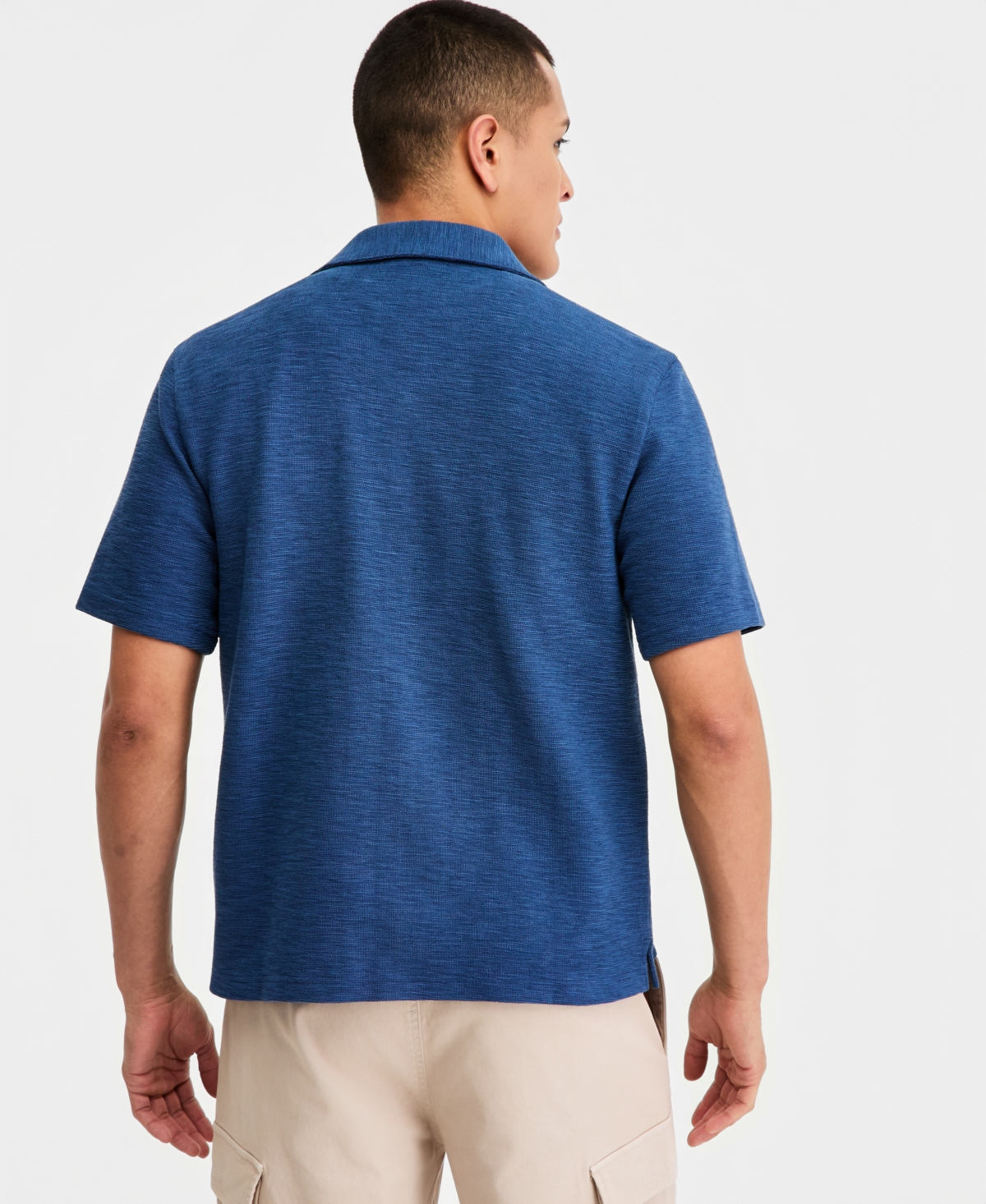Sun + Stone Men's Michael Textured Short-Sleeve Camp Shirt, Macy's Exclusive