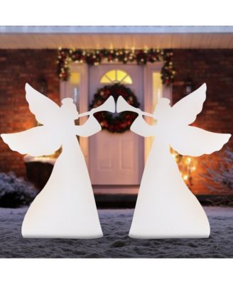 3ft Set of 2 Christmas Angel Yard Decorations w/ Weather-Resistant PVC, 4 Stakes