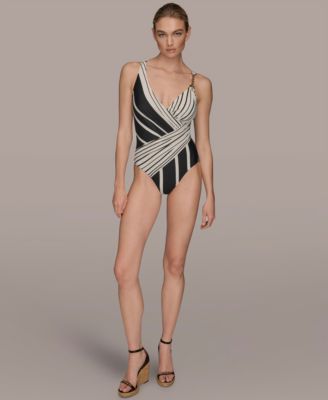 Donna Karan Women's Wrap Front One-Piece Swimsuit