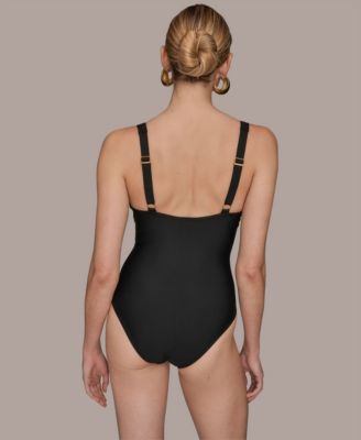 Donna Karan Women's Belted Wrap Front Swimsuit