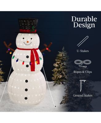 Lighted Pop-Up Snowman, Outdoor Christmas Holiday Decoration w/ LED Lights, Hat, Scarf