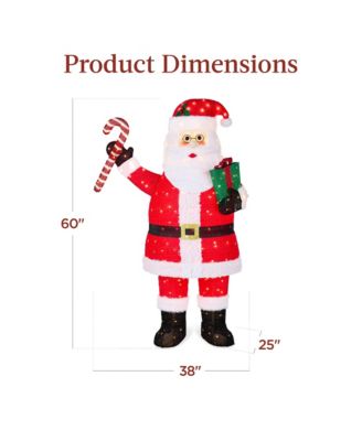 Lighted Pop-Up Santa Claus, Outdoor Christmas Holiday Decoration w/ LED Lights, Hat, Gift