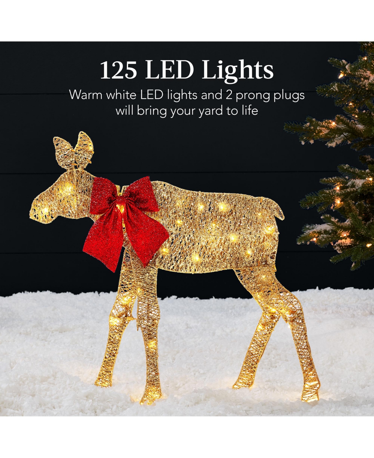 Best Choice Products 4ft 2-Piece Lighted 2D Christmas Moose Set Outdoor Decor w/ 125 Led Lights