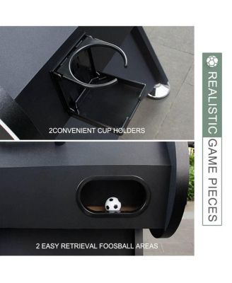 56 Inch Foosball Table for Adults and Teens, Black MDF Soccer Game Table with 2 Balls and Drink Holders for Game Room or Home Entertainment