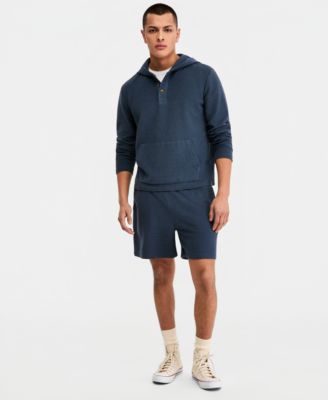 Men's Beach Terry Button-Placket Hoodie