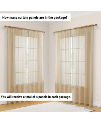Essentials Sheer Voile Window Treatment Rod Pocket Curtain Panels - Set Of 4