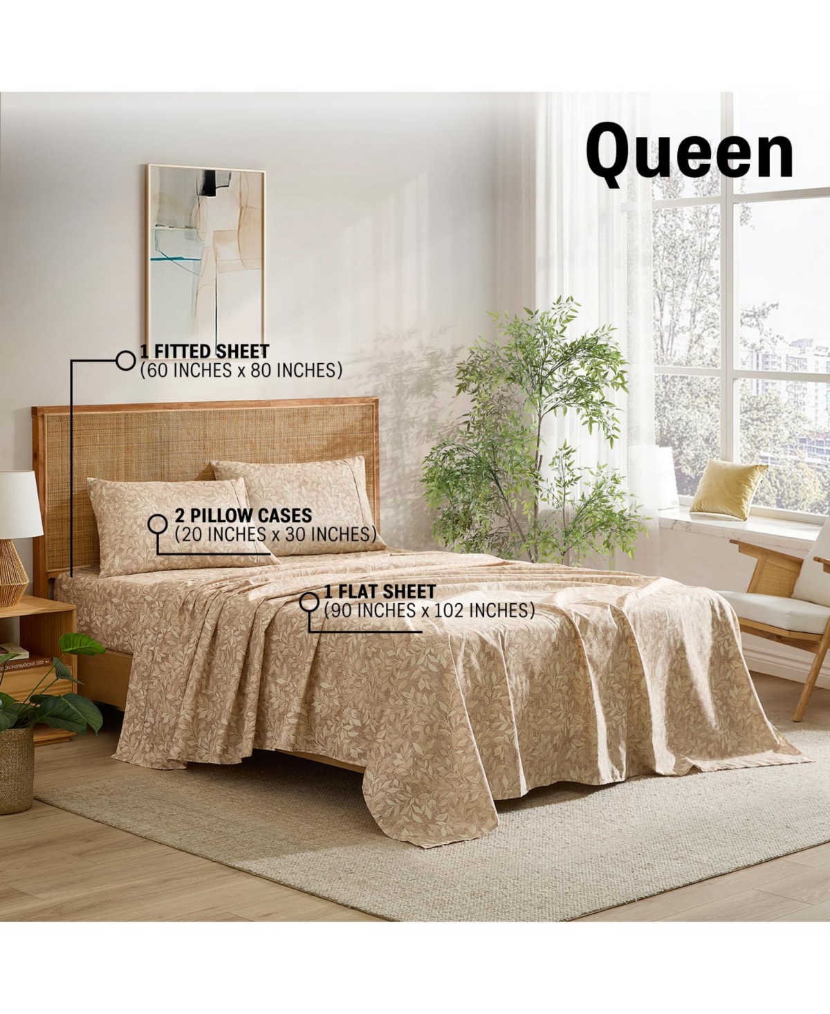 Hlc.me Floral Multi-Piece Printed Patterned Floral Bed Sheets Set - Wrinkle Resistant & Ultra Soft