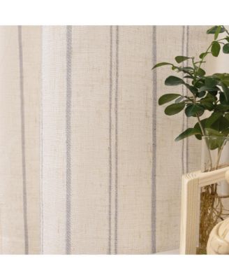 Linen Blend Geometric Striped Light Filtering Curtains Pair, 52"Wx
