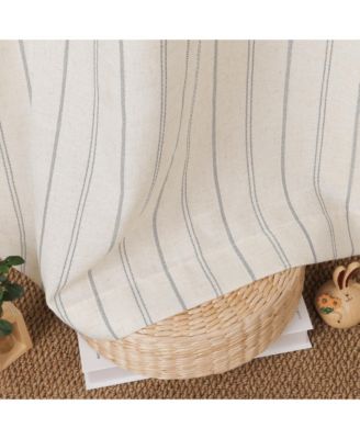 Linen Blend Geometric Striped Light Filtering Curtains Pair, 52"Wx