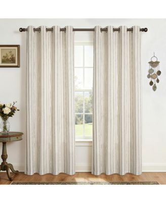 Linen Blend Geometric Striped Light Filtering Curtains Pair
