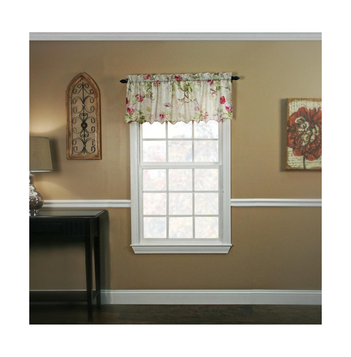 Ellis Curtain Balmoral High Quality Room Darkening Solid Color floral print fabric Window Valance - 48 x15" Lilac
