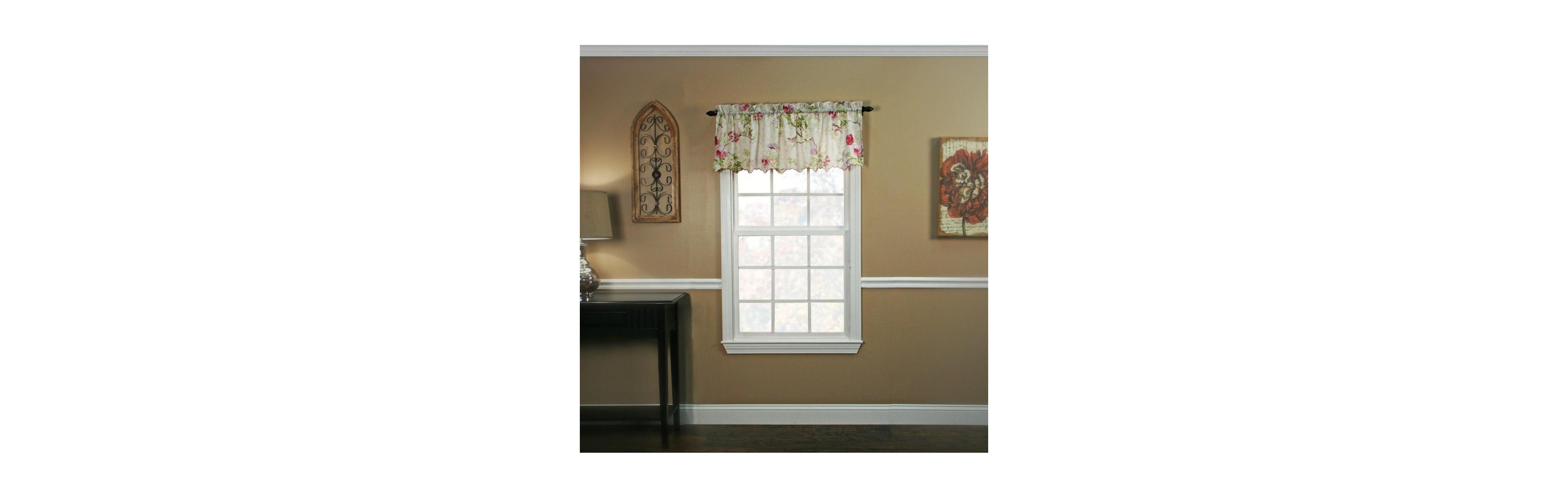 Ellis Curtain Balmoral High Quality Room Darkening Solid Color floral print fabric Window Valance