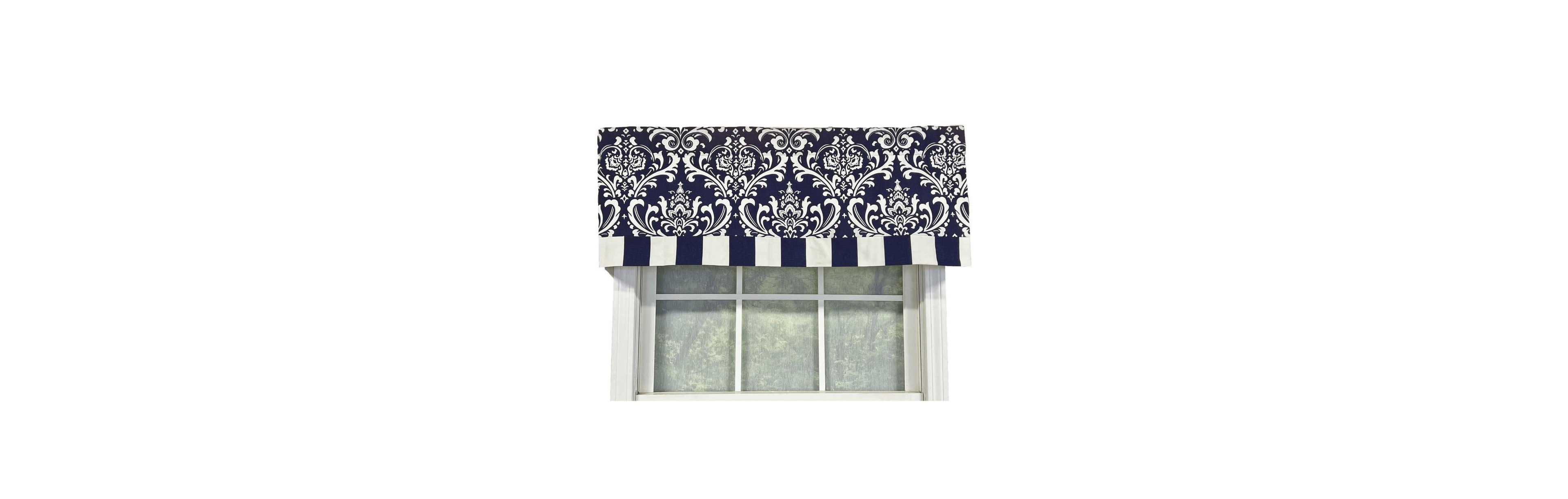 Rlf Home Ozbourne Style Banded 3" Rod Pocket Valance 50" x 16" Navy