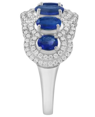 Sapphire (1-5/8 ct. t.w.) and Diamond (1/2 ct. t.w.) Ring in 14k White Gold (Also Available in Emerald)