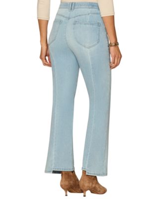 Petite Skyrise Straight-Leg Step Hem Jeans