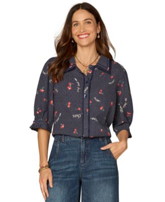 Petite Button-Down Woven Shirt