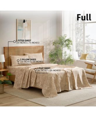 Floral Multi-Piece Printed Patterned Floral Bed Sheets Set - Wrinkle Resistant & Ultra Soft - For Mattresses up to 15 Inches Deep