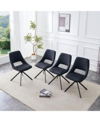  Dining Chairs Set of 4, Swivel Metal Kitchen Chairs with Leather, High Back 