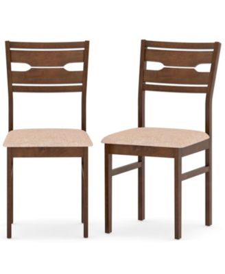 Dining Chair Set of 2 w/ Rubber Wood Frame Padded Seat Curved Backrest