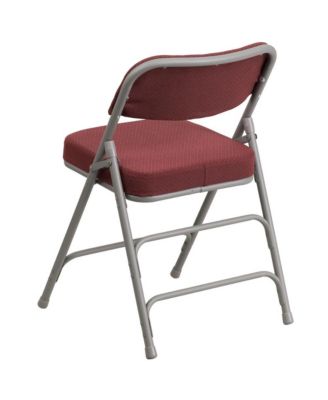 2 Pack Premium Curved Triple Braced & Hinged Fabric Upholstered Metal Folding Chair