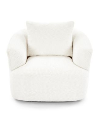 360° Swivel Accent Chair Sofa with Throw Pillow, Light Gray