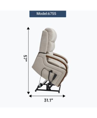 Streamdale Power Beige Chenille Lift Recliner w/ Heat & Massage